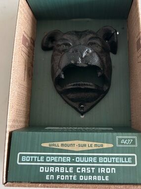 Cast Iron Wall-Mount Bottle Opener - Black Bulldog